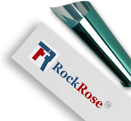 Rockrose Professional Window Tint for Home – One Way Privacy Window Film for Home Offices Heat Blocker Reflective Adhesive Mirror Tint with 99% UV Block – Green-Silver 36in x 25FT