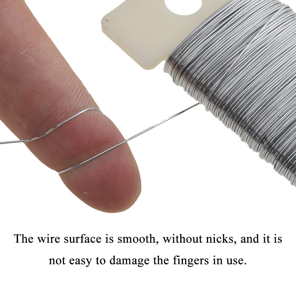 HAHIYO 26Gauge Silver Wire - 1 Roll, 38 Yards (115 Feet) Flexible Floral Wire for Crafts, Christmas Wreaths, Tree & Flower Arrangement, Wedding DIY