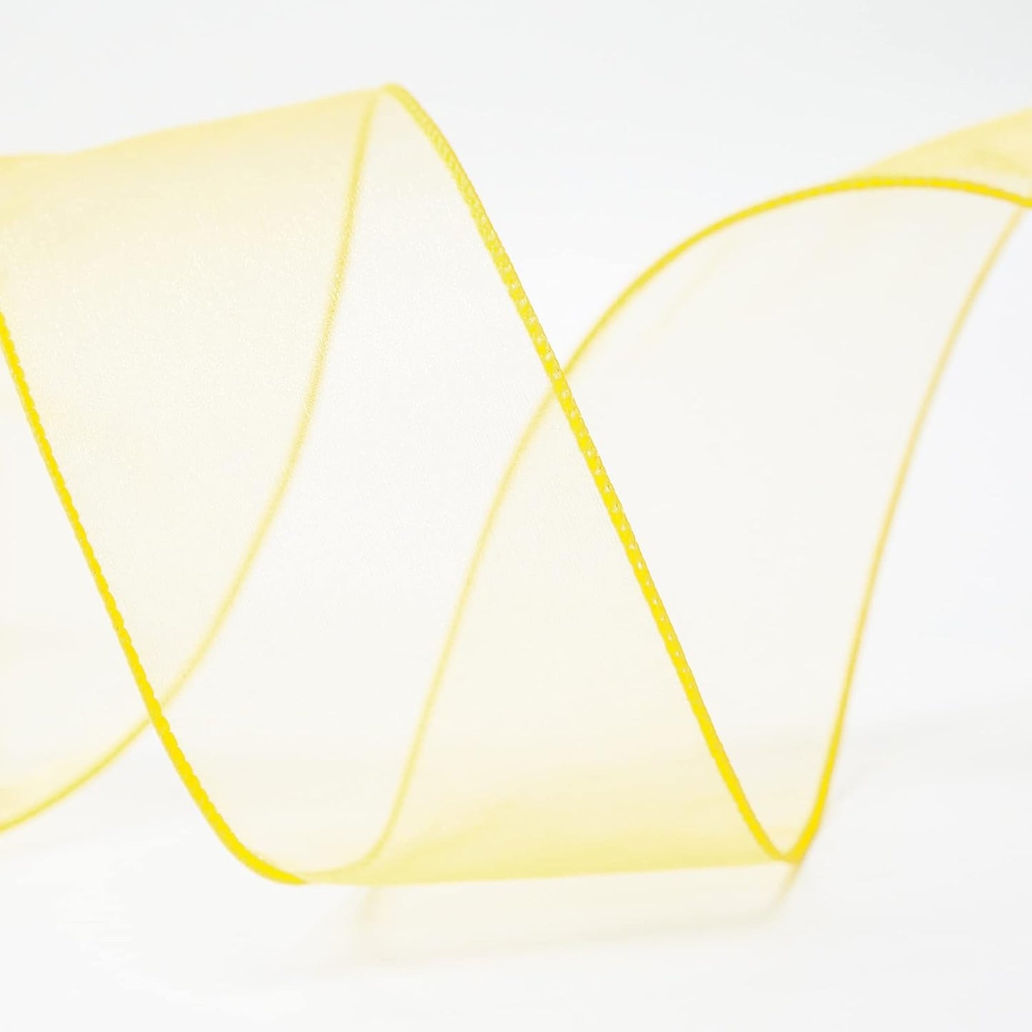 CT CRAFT LLC Sheer Organza Wired Ribbon 2.5" x 50Yards Yellow for Wedding Chair Bow Flora Bouquet Gift Wrapping Christmas Tree Home Decor Wreath
