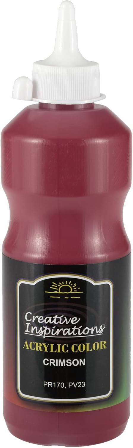Creative Inspirations Acrylic Paint - Crimson - 500 mL Bottle - Smooth & Creamy Consistency, Vibrant Pigmentation, Great Coverage for Artists - Clean Up with Soap & Water