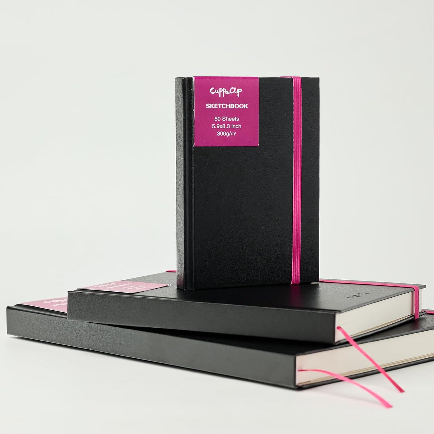 CuppaClip Sketch Book Hardcover Drawing Pad 300GSM Acid-Free Paper Spiral Bound Sketchbook 50 Sheets/100 Pages Art Supplies (Hardcover, 5.9x8.3in)