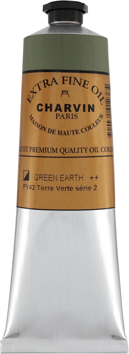 Charvin Extra Fine Oil Paint, Green Earth 150 ml - Triple-Milled, Rich Texture, Poppy Oil-Based, Light-Fast, Handmade, Archival Quality