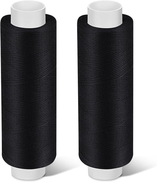 Bupete 2 Rolls Black Thread for Sewing, 200 Yards Each Roll Sewing Thread, Polyester Threads for Sewing Machine Embroidery Hand Stitching
