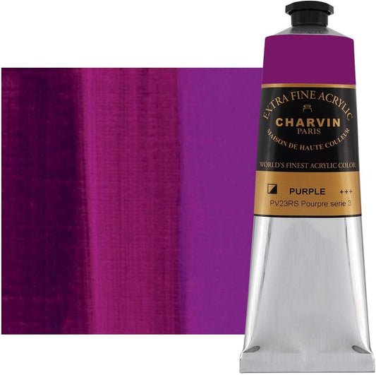 Charvin Extra Fine Professional Acrylic Paint - Purple, 150ml Tube, Triple-Milled, Lightfast Pigments, Open Stock Artist Acrylic Paints in Nature-Inspired Hues