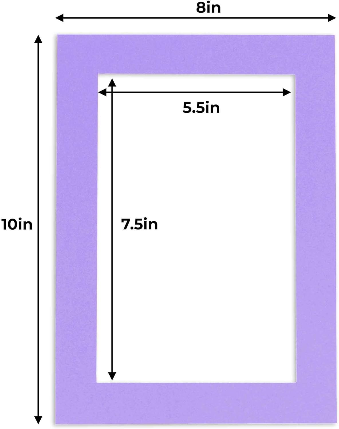 6x8 Mat for 8x10 Frame - Precut Mat Board Acid-Free Show Kit with Backing Board, and Clear Bags Light Purple 6x8 Photo Matte Made to Fit a 8x10 Picture Frame Matboard for Framing, Pack of 100 Mats