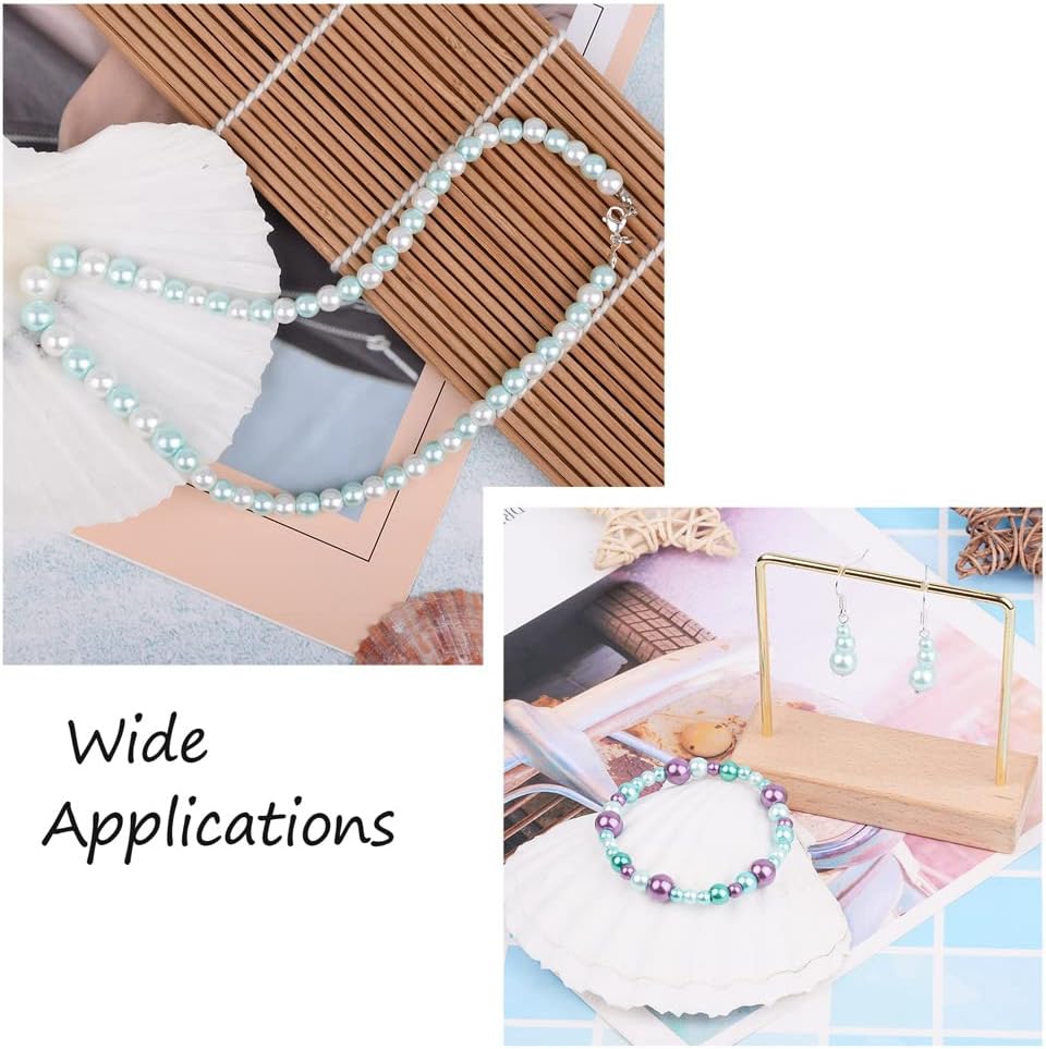 About 1840Pcs 4/6/8mm Glass Pearl Beads Pearlized Beads Multi Colors Round Spacer Beads for DIY Craft Jewelry Making Hole: 1mm, Mixed Purple & Grey & Turquoise