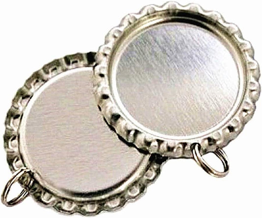 Silver Color Flat Bottle Caps with Holes and Rings – 1 Inch Aluminum Bottle Cap Pendants for DIY Jewelry, Crafts, Keychains – 100 PCS