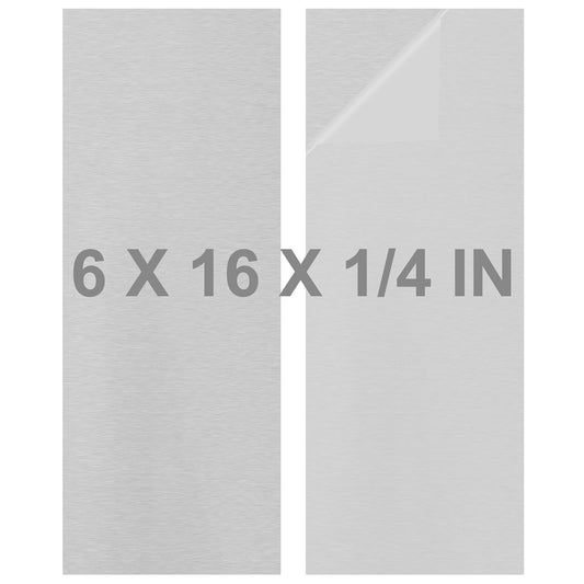 2Pack 6061 T651 Aluminum Sheet Metal 6 x 16 x 1/4 (6MM) Inch Thick Flat Plain Aluminum Plate Covered with Protective Film, Heat Treatable Rectangle 6MM Aluminum Metal Plate for Industrial
