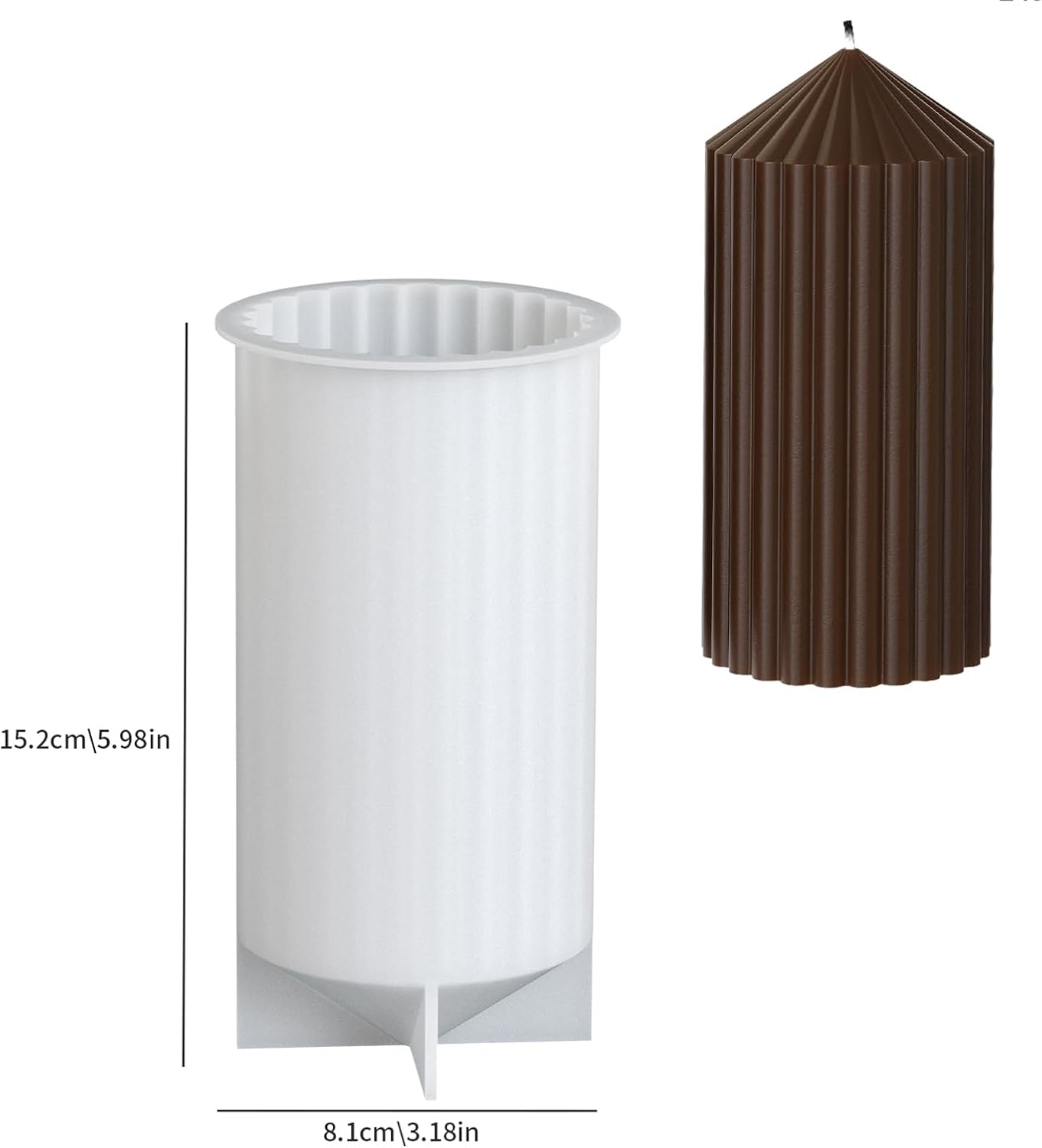 2 Pack Stripe Cylinder Pillar Spiral Candle Resin Mold - Resin Casting Silicone Molds for Home Decor & Candle Making Wave Spiral Mold