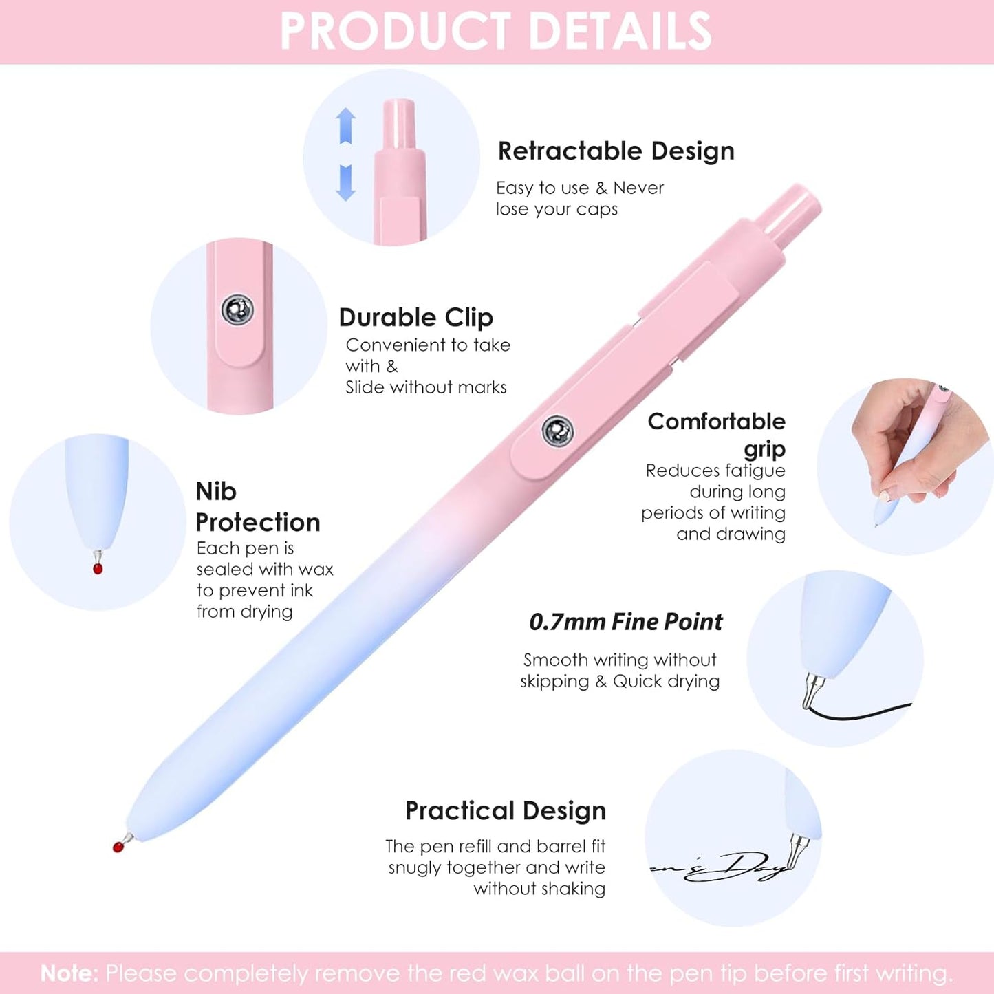 Gel Pens, 10PCS 0.7mm Gel Pens Black Ink Fine Point Smooth Writing Pens, High-End Series Ballpoint for School Office Supplies, Easter Basket Essentials, Easter Gifts for Men Women Student (Gradient)