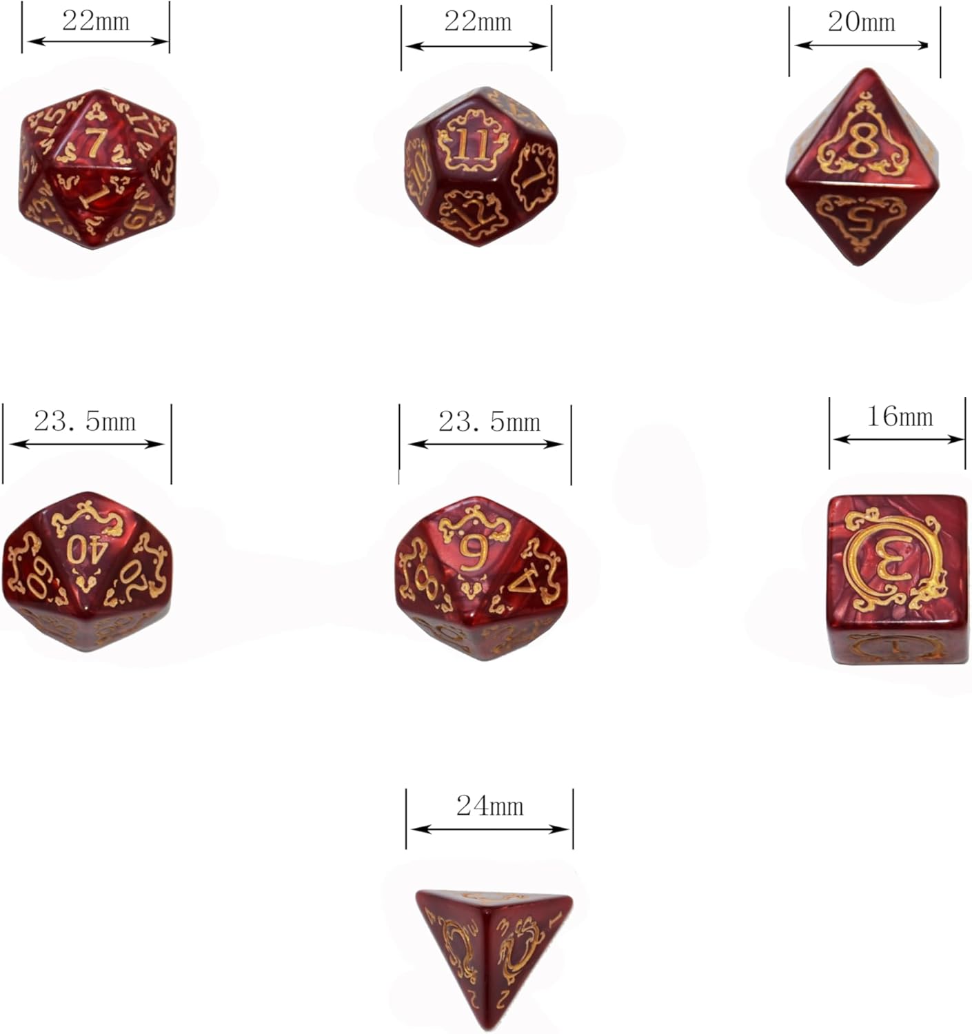 SmartDealsPro Retro Polyhedral Dice Sets with Pouches for D&D DND RPG MTG Dungeon and Dragons Table Board Roll Playing Games D4 D6 D8 D10 D% D12 D20