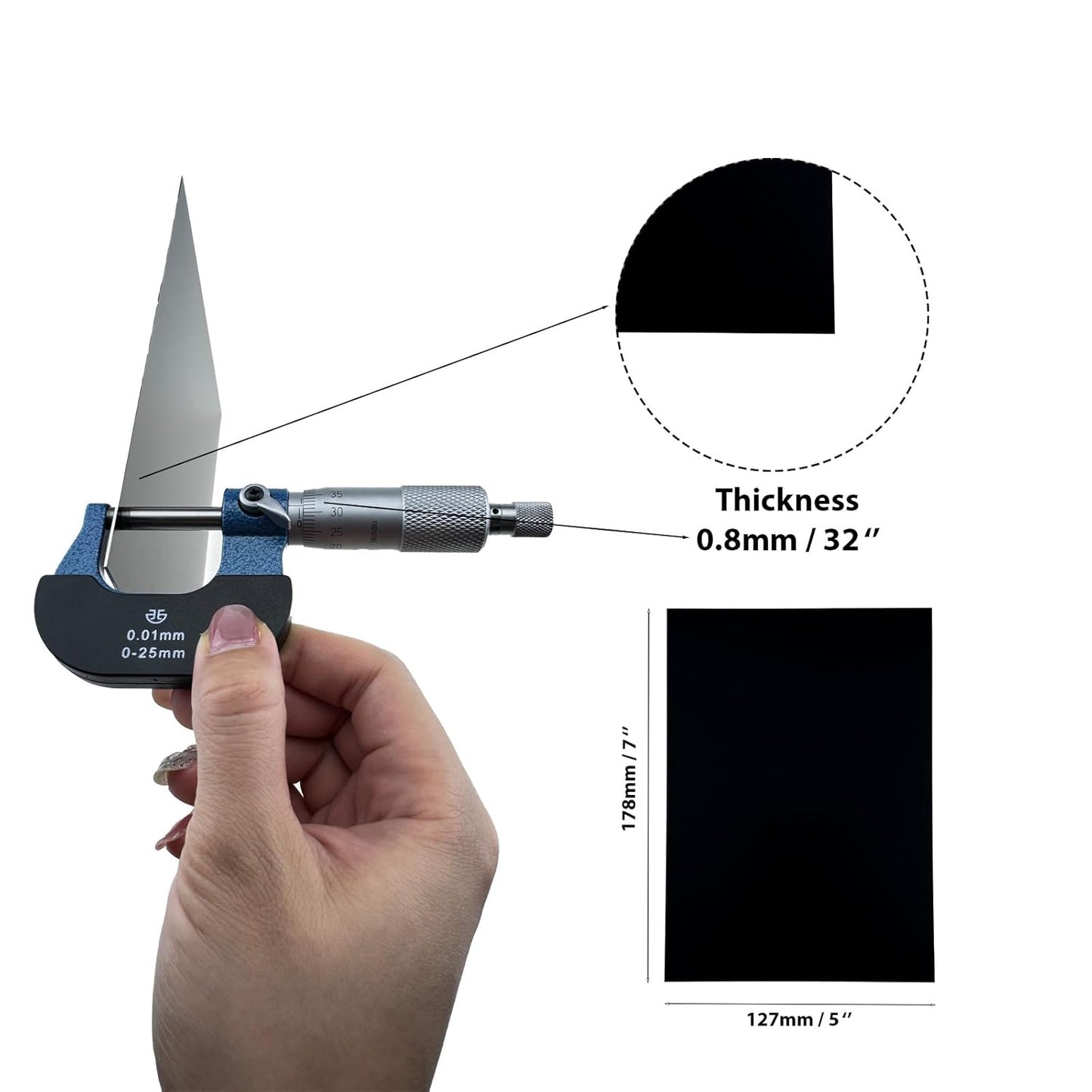 6Pcs Black Anodized Aluminum Sheet 5" x 7" x 1/32" (0.8mm) Corrosion-Resistant Metal Plates for Laser Engraving, DIY Crafting, Sign Making, Home Decor