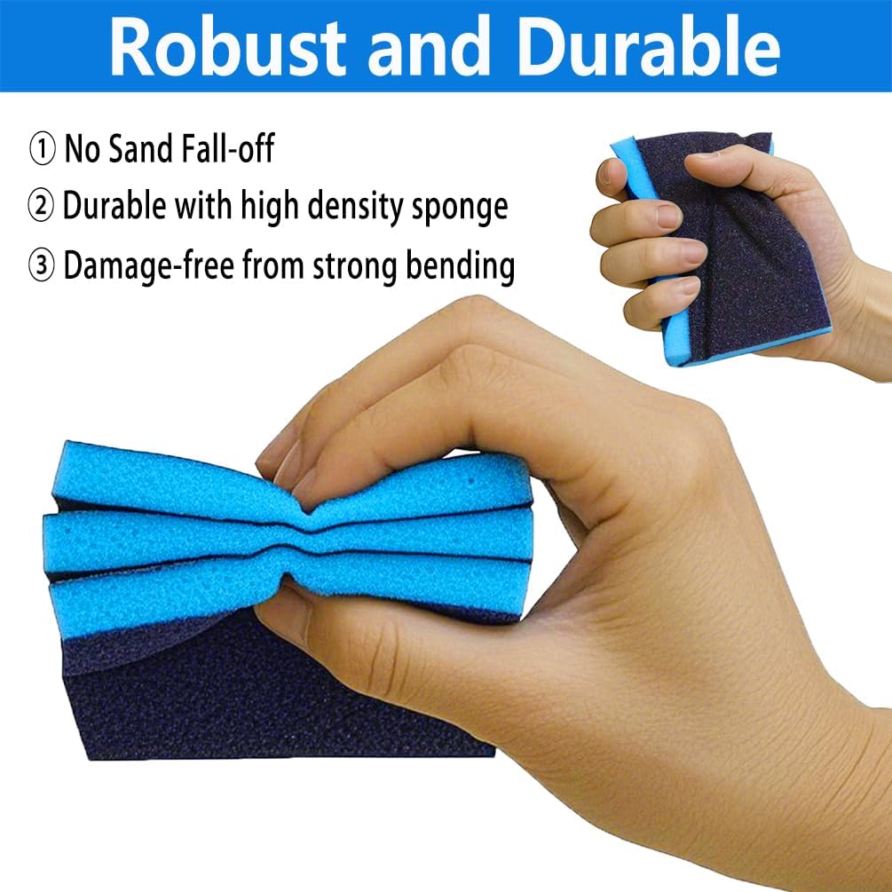 16 Pack 180 Grits Sanding Sponge Fine Sanding Block, Washable and Reusable Wet Dry Sandpaper Block Sandpaper Sponge for Wood Metal FurniturePaint and Drywall