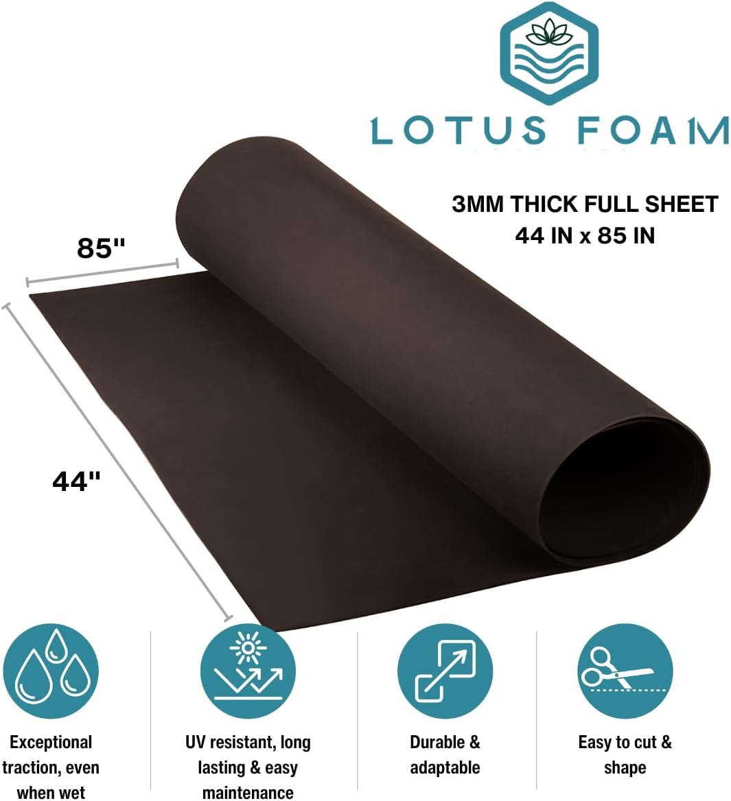 LotusFoam Large 3mm EVA Foam Sheet - 44"x 85" High Density Foam 130 kg/m3 for Cosplay, Costumes, Crafts, Flooring, Outdoor Use - 35 Colors (Chocolate) - Chocolate