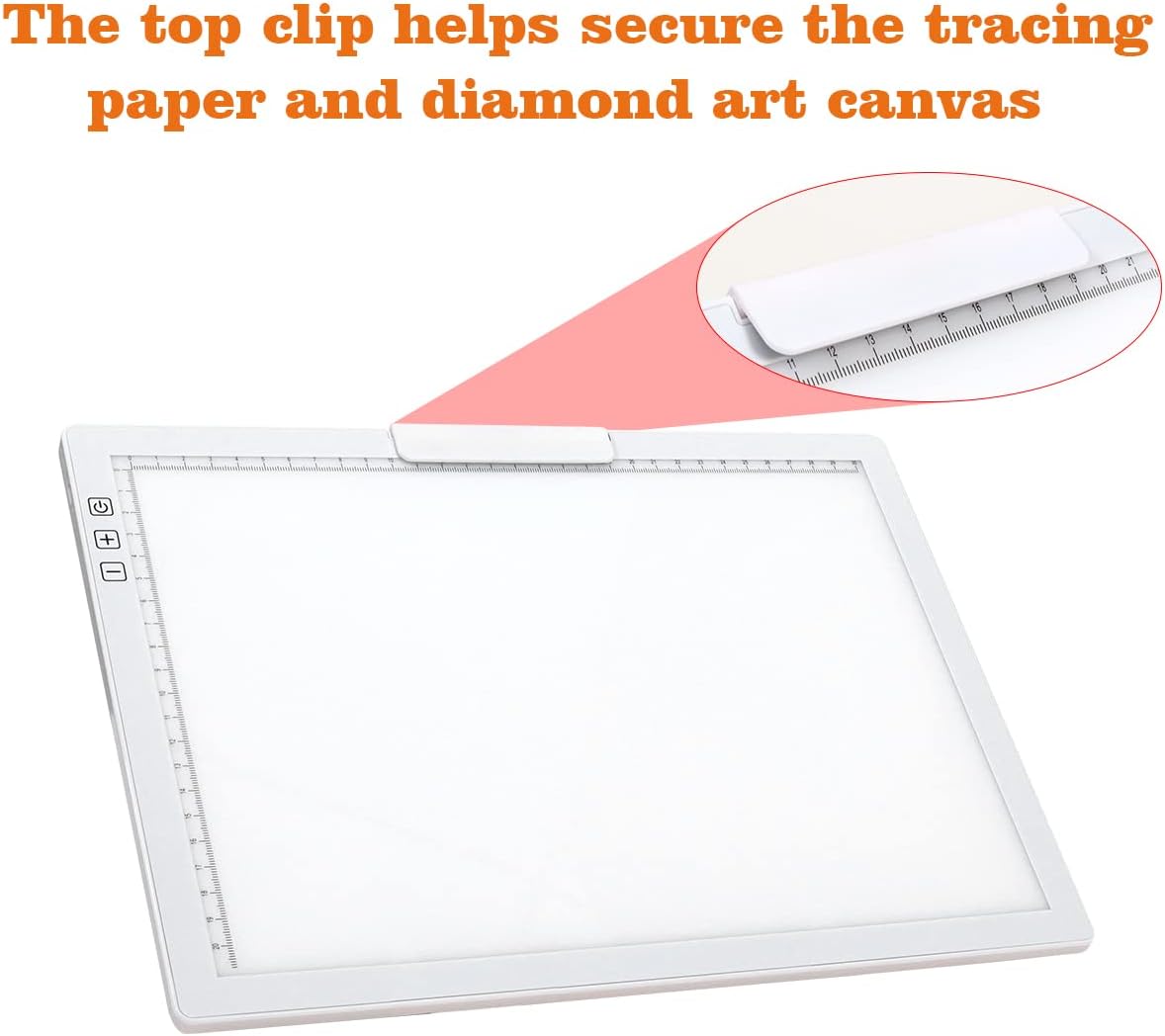 Rechargeable A4 LED Light Pad w/Built-in Riser Stands, 6 Levels of Brightness, Type-c Charging Port, Evenly Illuminated Light Box for Tracing, and Diamond Painting- (White)