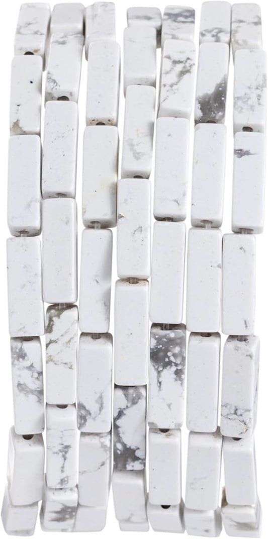 Natural White Turquoise Rectangle Tube Beads 4x13mm 38cm/str Loose Semi Gemstone Stone Beads for Making Bracelets Necklace Earrings