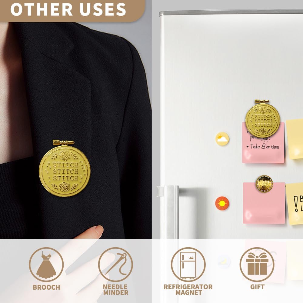 Needle Minder Magnet, Magnetic Needle Minder, Needle Minders Magnetic Cross Stitch Accessories, Magnetic Needle Holder, Life Tree, Butterfly, Cats, Owl, Heart (Gold)