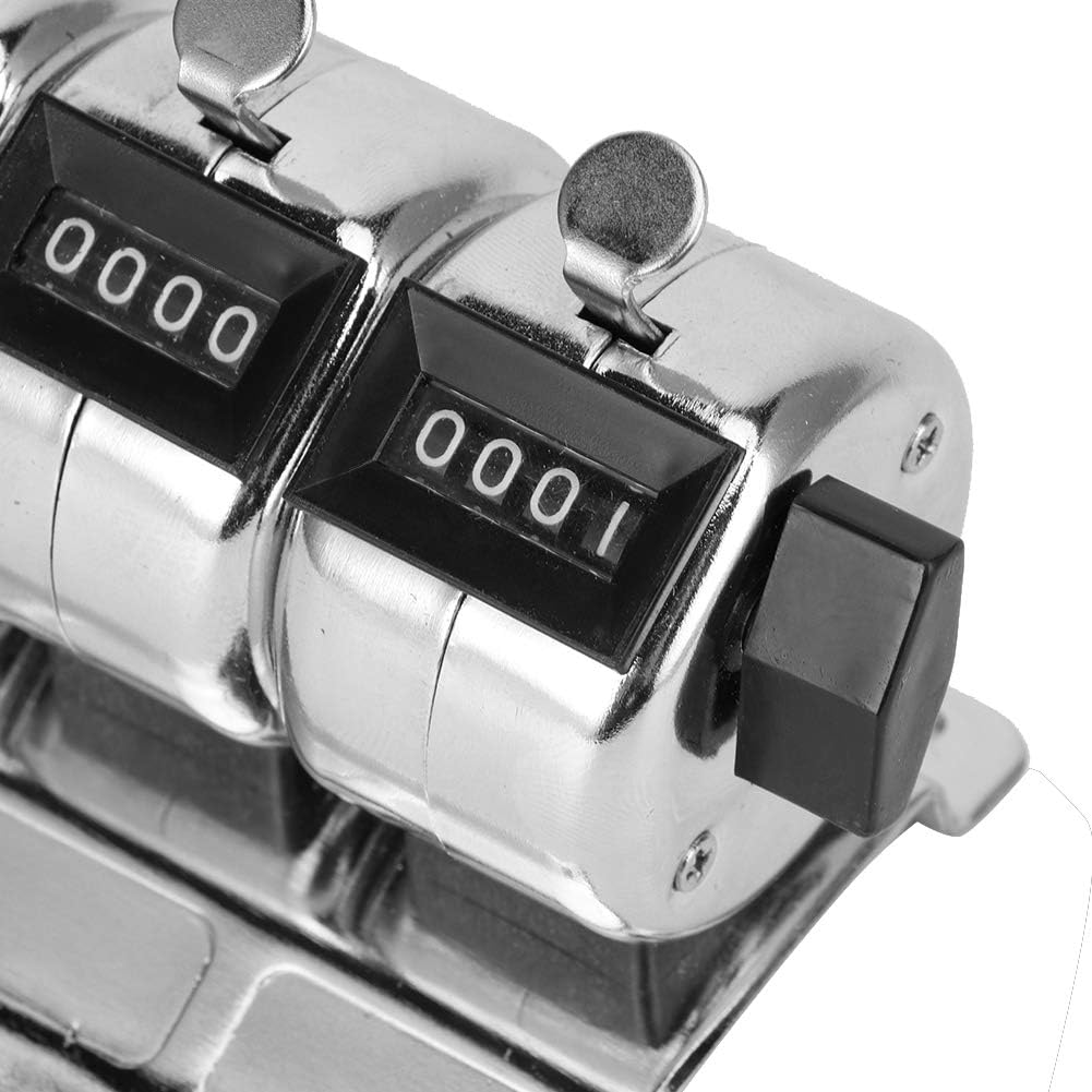 Metal Handheld Tally Counter, 4 Digit Number Count Clicker with Metal Case Mechanical Counter for Coaching, Knitting, Lap, Fishing, Golfer and Row, 0 9999 5 Units Conjoined Manual Clicker Counter
