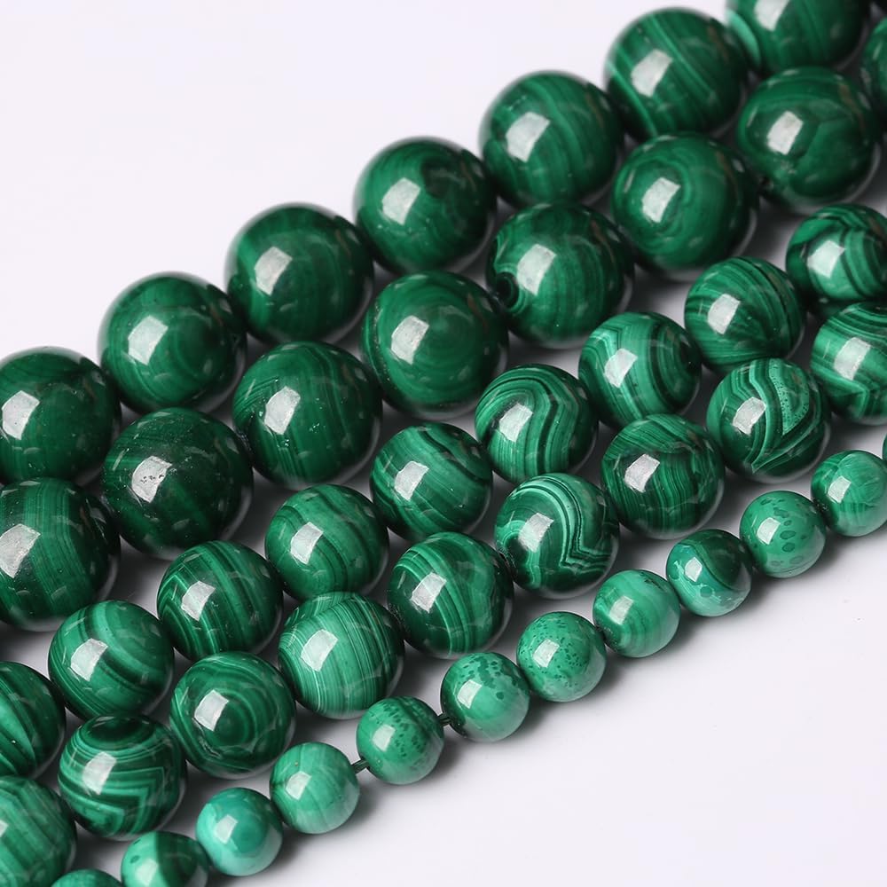 31pcs 6mm Natural Green Malachite Beads AAA Gemstone Round Loose Beads for Jewelry Making DIY Bracelets Necklaces Crystal Energy Healing Stone Beads 7.5" (Natural Malachite, 6mm)
