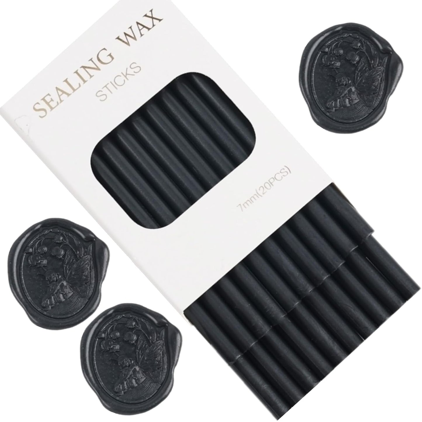 20pcs Glue Gun Wax Seal Sticks for Wedding Invitations, Envelope Letter Sealing - Black