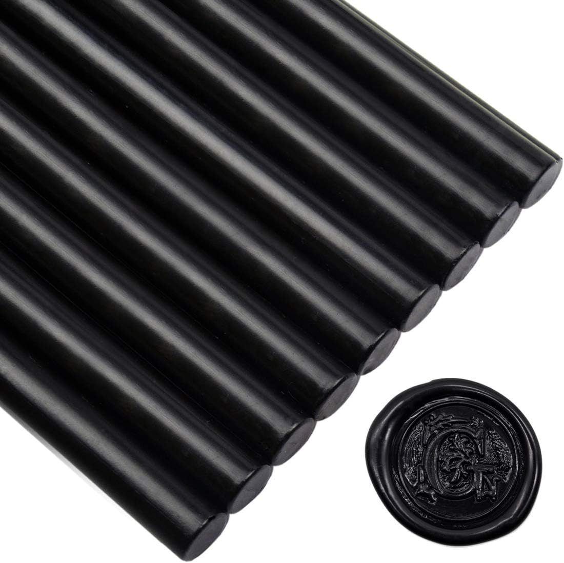 Black Large Sealing Wax Sticks for Hot Melting Glue Gun - Pack of 12 - Homemade Wax Seals for Thanks Card Envelope, Event Party Invitation, Hallowen Decors