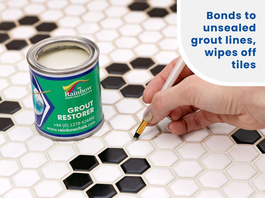 Grout Pen Ivory Grout Paint: Waterproof Tile Paint Grout Refresh Restorer for Floor, Kitchen & Bathroom Shower Tiles - Ivory - Can Size for Larger Projects - 125ml (4.2oz)