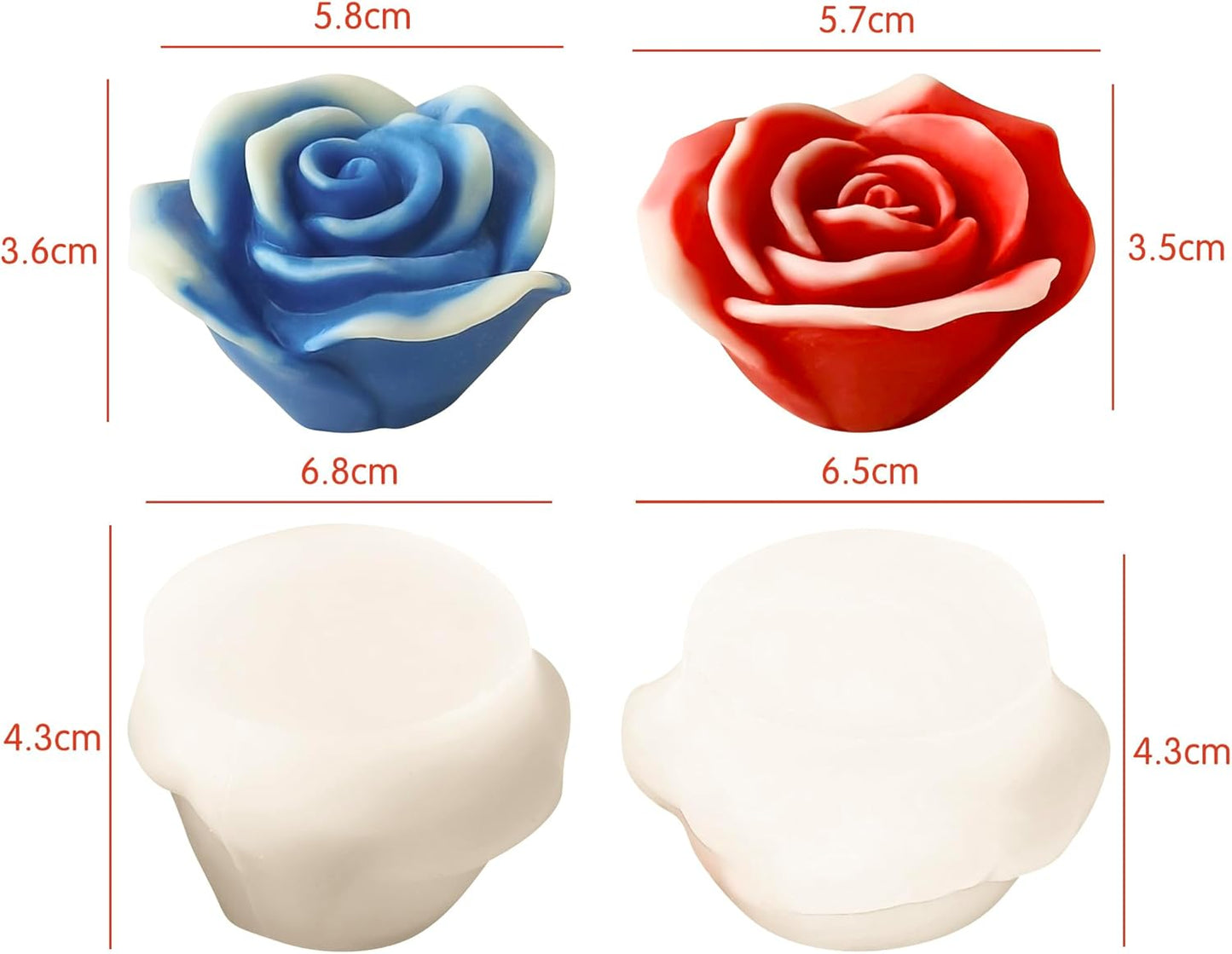 2 Pack 3D Flower Mold for Resin Casting - Rose, Peony, and Animal Shapes - Silicone Molds for Candle Making and Home Decor