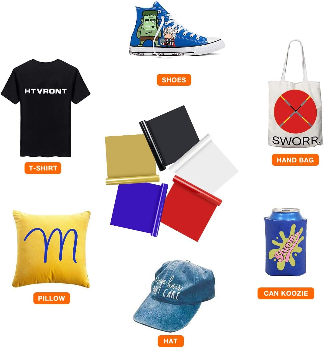 HTVRONT HTV Vinyl Rolls Heat Transfer Vinyl - 12" x 8ft Gold HTV Vinyl for Shirts, Iron on Vinyl for All Cutting Machine - Easy to Cut & Weed for Heat Transfer Design (Gold)