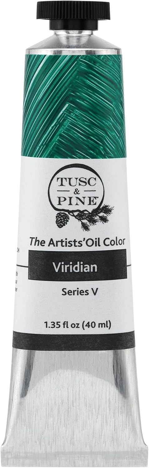 Tusc & Pine Artist Oil Paint - Viridian, 40 ml, Non-Yellowing, Rich & Creamy Consistency, Maximum Pigment Load, Small Batch Milled Oil Paints Made in the USA for Professional Artists