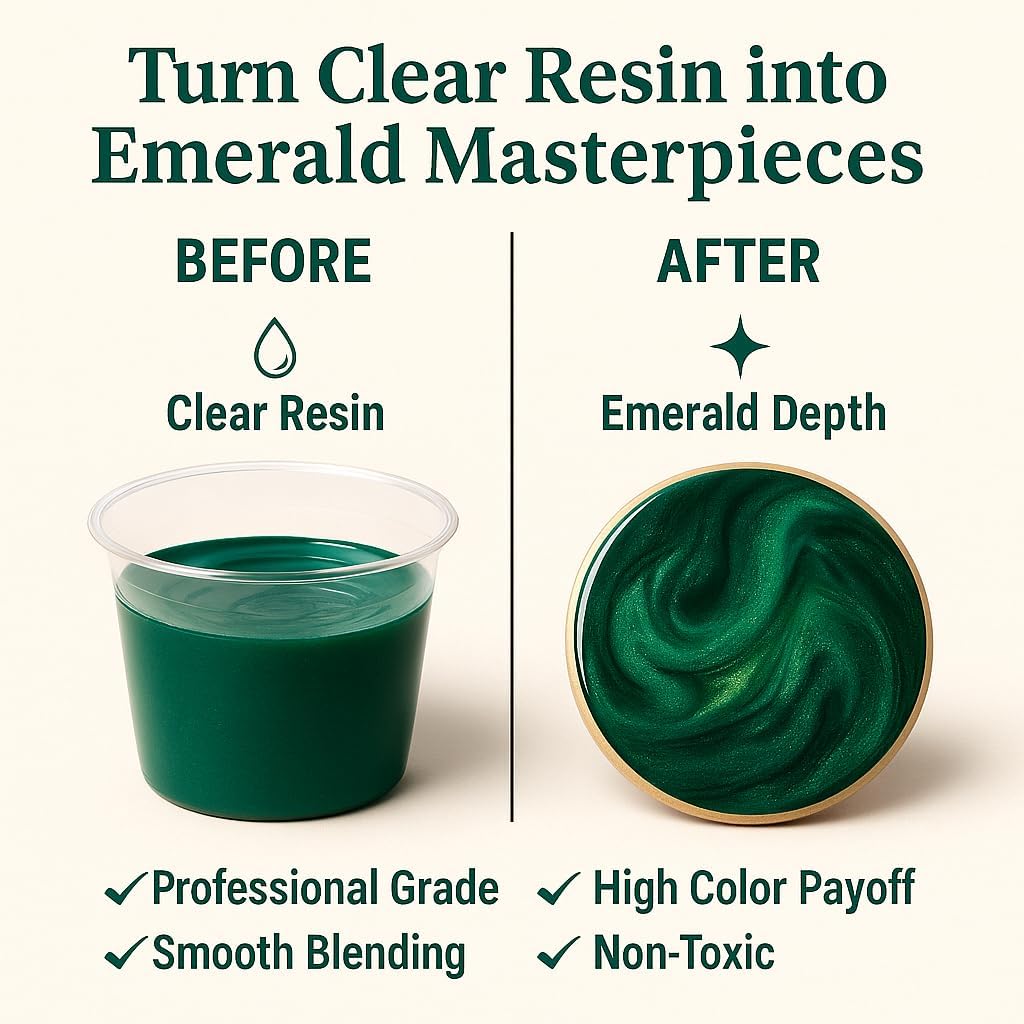 BALTIC DAY Emerald Green Epoxy Resin Pigment Paste XL (191g/6.7oz) – Opaque Epoxy Dye & High Concentration Coloring Paste, Mica Powder Alternative for Resin Art, Jewelry, Tumblers