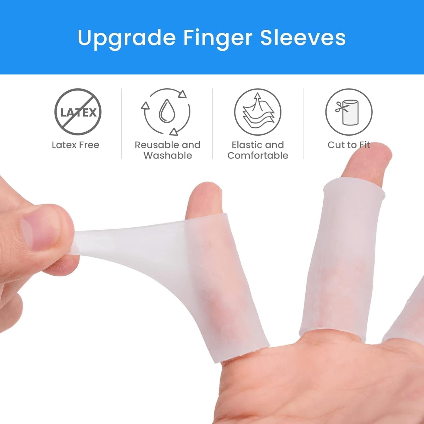 20 PCS Gel Finger Sleeve Protectors - Silicone Finger Sleeves Cushions and Protects - Finger Cots Bandages Provide Relief for Finger Cracking, Corns, Blisters and Calluses Protect (Clear)
