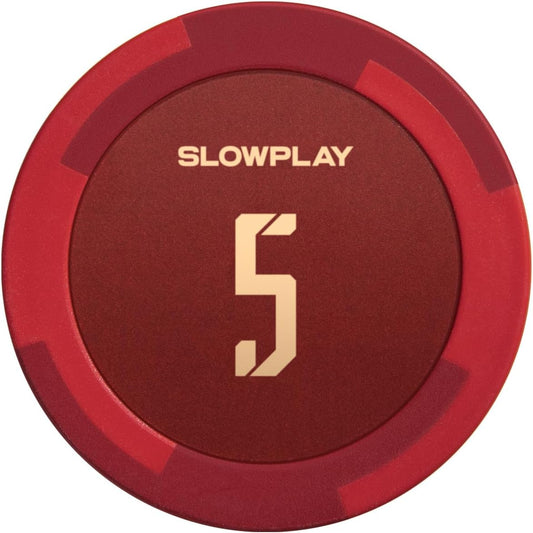 SLOWPLAY Godel Clay Poker Chips, 14 Grams Heavyweight Clay Composite, 40mm Large Chips in Bulk, Pack of 50 with Denomination of 5
