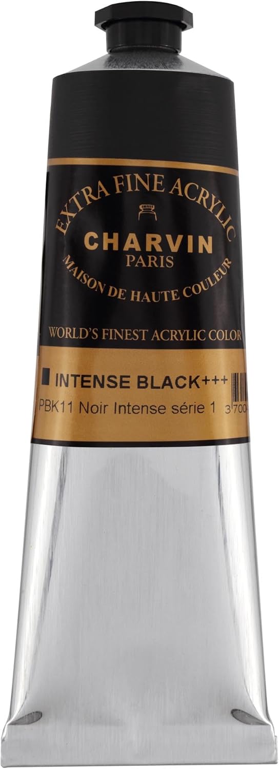 Charvin Extra Fine Professional Artist Acrylic Paint Colors, Nature Themed Hues, 150ml Intense Black