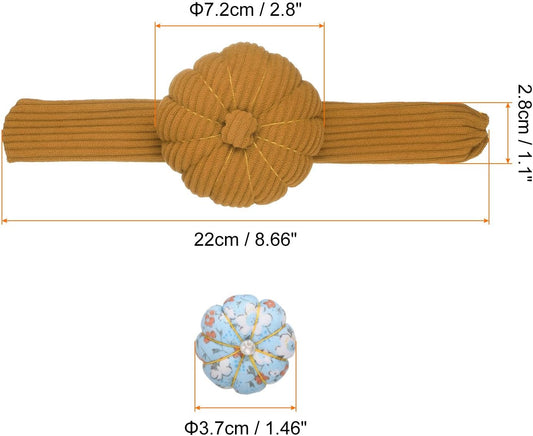 HARFINGTON Wrist Pin Cushions, Sewing Needle Pin Cushion Adjustable Strap with Elastic Strap Finger Ring Pincushions Fit All Wrist Sizes for Sewing Quilting Needlework DIY Crafts, Brown/Blue