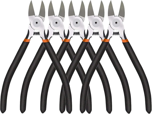 BOENFU Wire Cutters Heavy Duty 5 Pack Side Cutters 6 Inches Wire Snips Flush Cut Pliers Metal Cutting Tool for Crafting, Floral, Artificial Flowers, Chicken Wire, Electrical