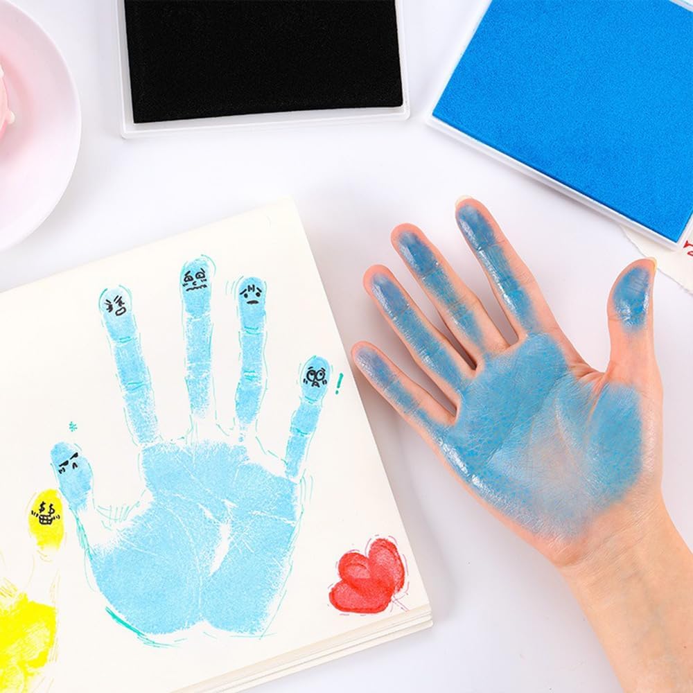 GTLZLZ Large Ink Pad for Rubber Stamps, 5" x 4" Washable Craft Stamp Pad for Kids, Fingerprint Ink Pad for Paper, Scrapbooking, Wood Fabric (Black)