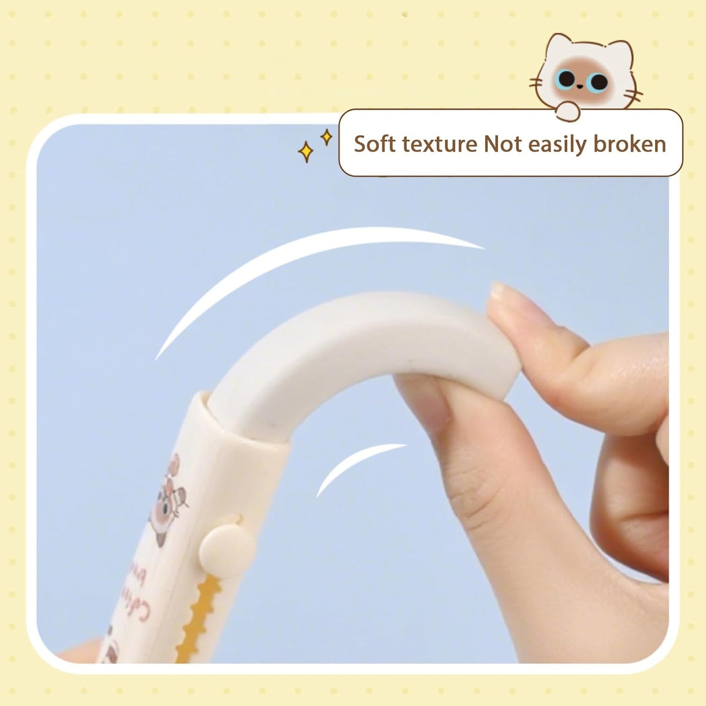 4PCS Cute Retractable Cat Pencil Eraser, Cute Cartoon Cat Pencil Erasers in Four Colors,Suitable for School Home Office Supplies