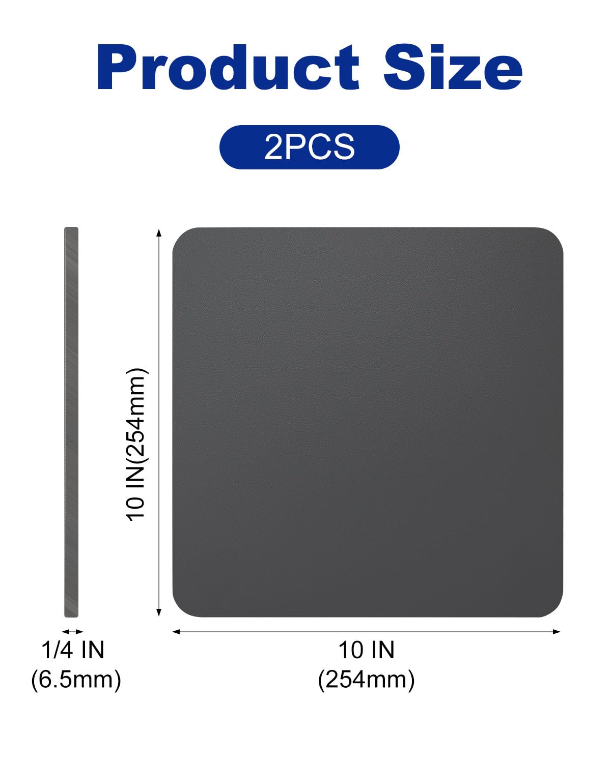 Rocaris 2pcs 10 X 10 X 1/4 Inch A36 Steel Plate Hot Rolled, Metal Square Plate for Construction Boards, Structure Support, Weldable Square and Industrial