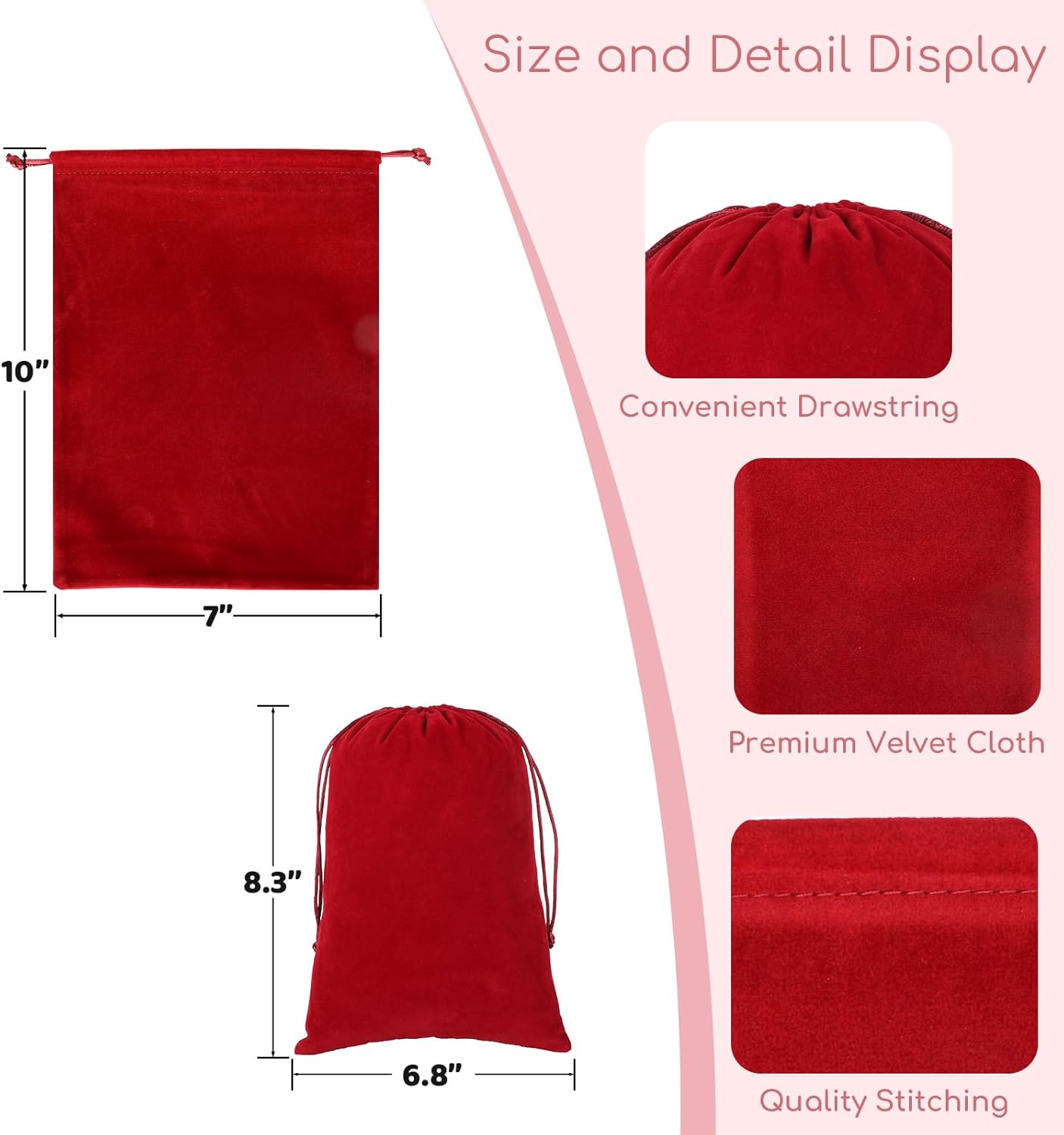 Velvet Drawstring Jewelry Bag, 50Pcs Wine Red Dice Bag, 7x10 Tarot Card Holder, Or Wrapping Halloween Party Favors, Small Bussiness, Toys, Board Game