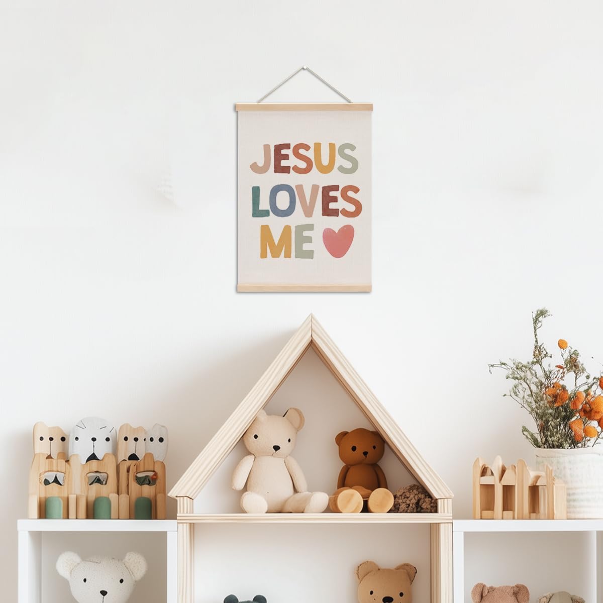 Christian Decor Boho Poster Hanger, Jesus Religious Wall Decor, Christian Gifts Bible Verse Spiritual Gifts Wall Art Wall Hanging Banner Farmhouse Church Apartment Bedroom Kitchen Decor