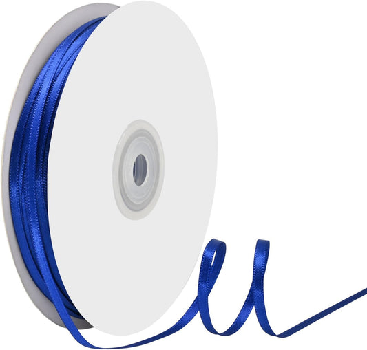 1/8" X 100 Yards Cobalt Blue Satin Thin Ribbon Solid Color Double Faced Ribbons Perfect for Crafts Wedding Decor Bow Making Arts Sewing and More