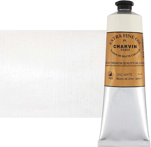 Charvin Extra Fine Oil Paint, Zinc White 150 ml - Triple-Milled, Rich Texture, Poppy Oil-Based, Light-Fast, Handmade, Archival Quality