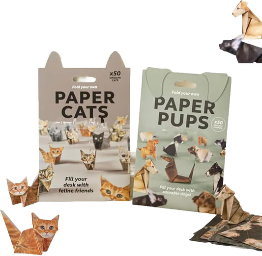 DIY Paper Cats - 50 Sheets DIY Origami Paper to Fold Cute Cat Figures, Fun Craft Activity for Adults & Kids, Desk Decoration & Gift for Cat Lovers