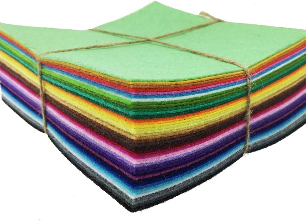 42pcs 6 x 6 inches (15cm x 15cm) Felt Fabric Sheet Assorted Color Felt Pack DIY Craft Squares Nonwoven