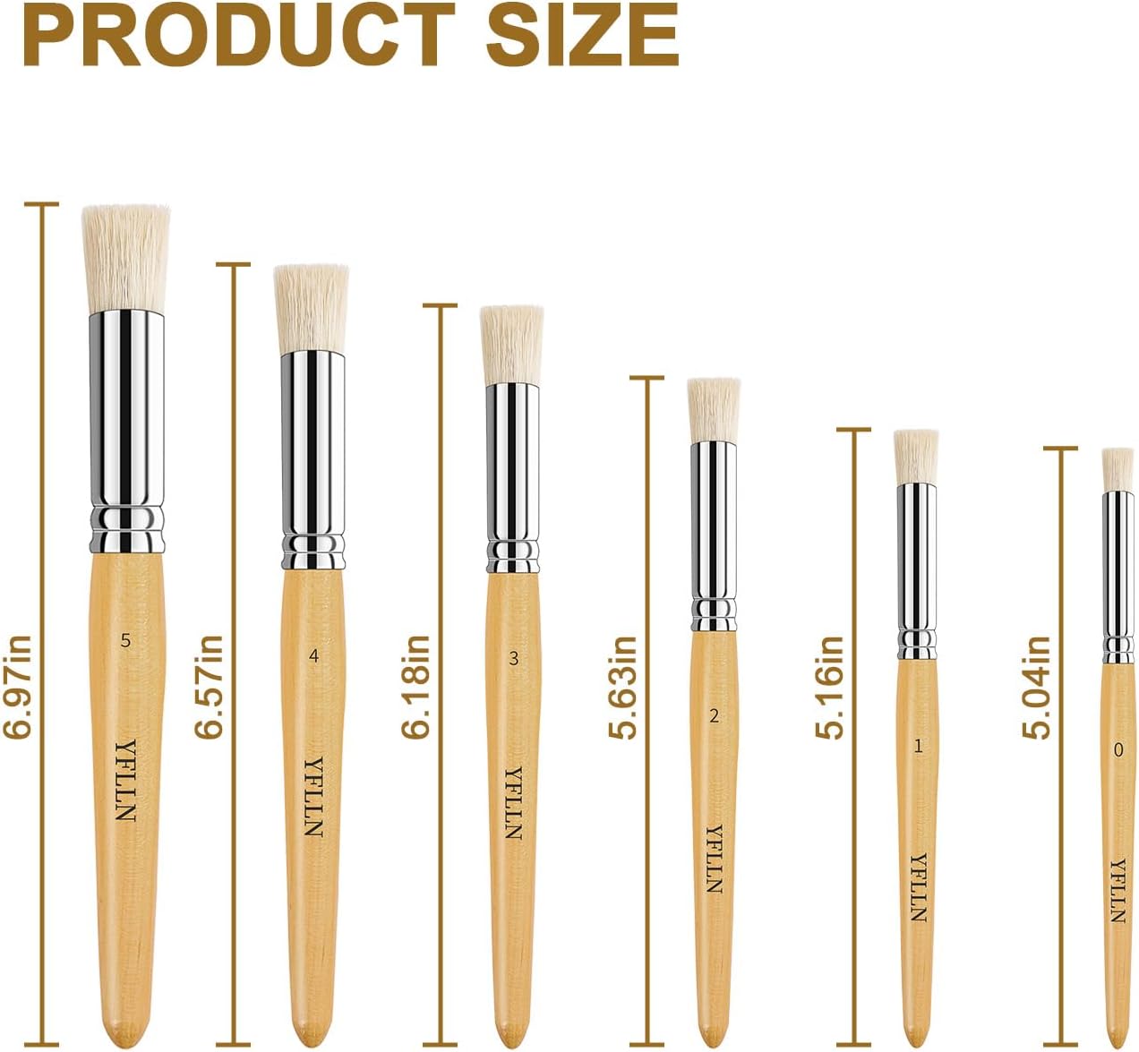 Wooden Stencil Brushes Natural Stencil Bristle Dome Art Painting Brushes Wood Paint Template Brush for Painting On Stencil Projects, Card Making, DIY, Crafts and Acrylic Oil Watercolor Painting(6pcs)