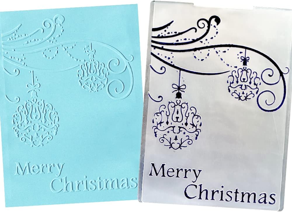 Hying 3-D Textured Impressions Background Embossing Folder, Christmas Ball Pattern Plastic Embossing Folder Template for Card Making Scrapbooking Paper Craft Album Stamps DIY Décor