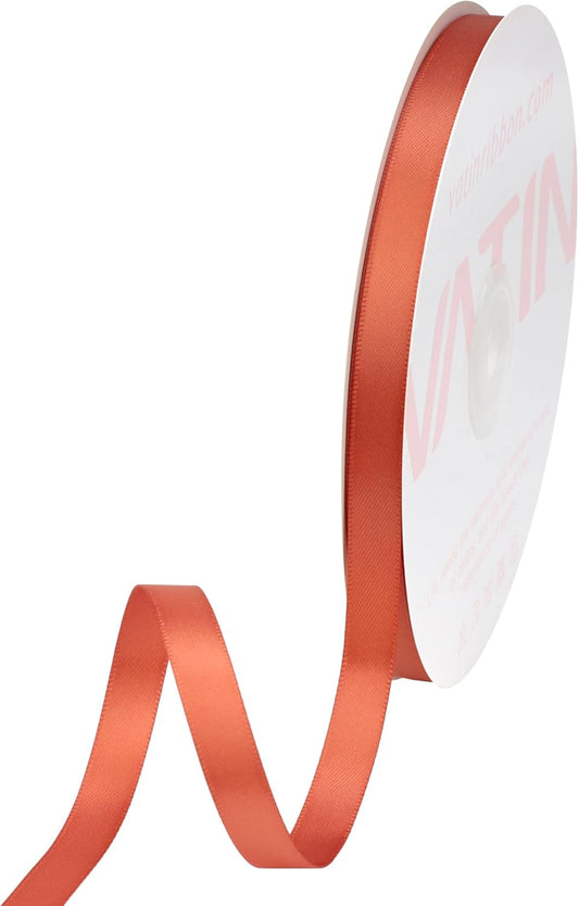 VATIN Double Face Copper Satin Ribbon 3/8" Continuous 50 Yards,Copper Polyester Fabric Ribbon use for Bows Bouquet, Gift Wrapping, Floral Arrangement Wedding Decoration