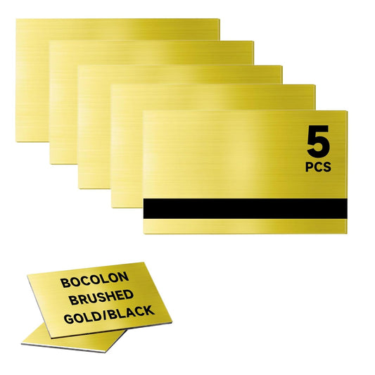5 PCS Laser Engraving Double Color ABS Plastic Sheet,Two-Tone Laserable Engraving Plastic Sheets for Name Badge,Office Label,Laser Artistic Product,Size 7.8" x 11.73",Brushed Golden/Black