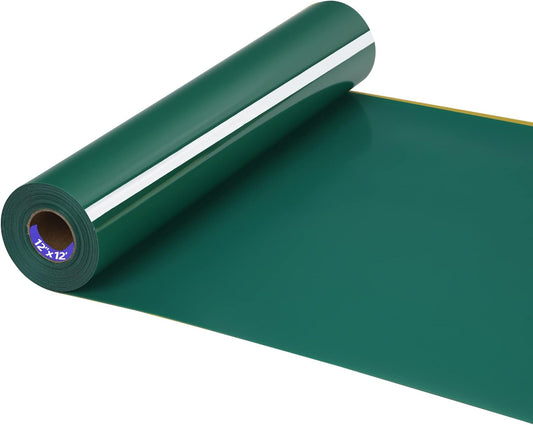 HTV Iron on Vinyl 12Inch by 12ft Roll Heat Transfer Vinyl for T-Shirt HTV Vinyl Rolls for All Cutter Machine - Easy to Cut & Weed for Heat Transfer Design (12ft, Green)