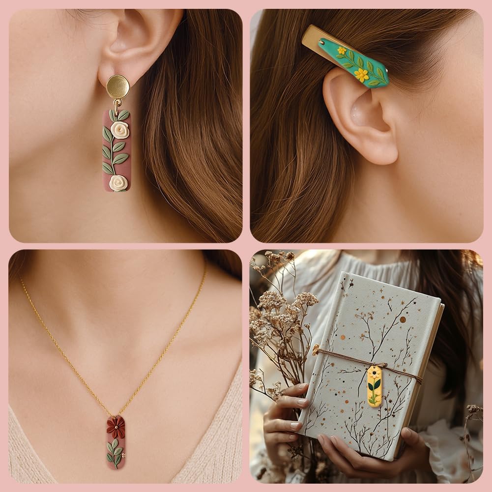 14pcs Rectangle Clay Cutters, Polymer Clay Cutting Tools for Earrings Making, Clay Jewelry Making Kit for Handicraft Enthusiasts